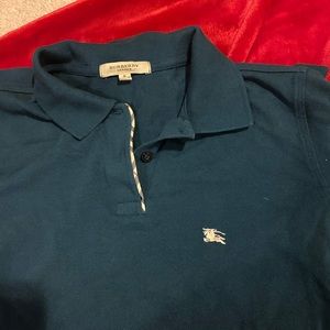 Burberry dark green short sleeve polo shirt